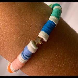 Clay flat bead bracelet handmade